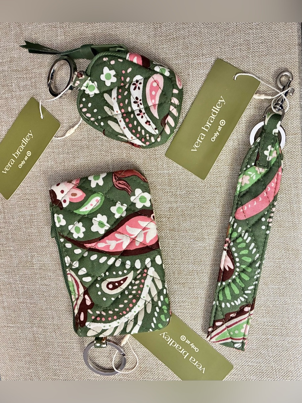 NEW Vera Bradley bundle keychain wristlet strap AirPods bag charm ID wallet